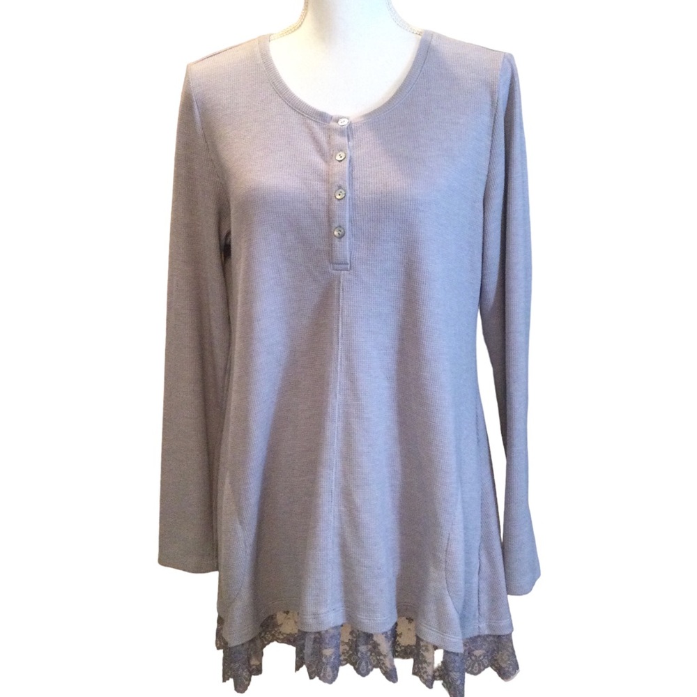 LOGO. by Lori Goldstein Light Lavender Waffle Knit Tunic Top Size Medium